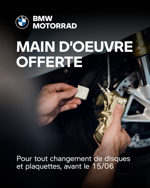 Main d'œuvre offerte pour tout changement de disques ou plaquettes de frein